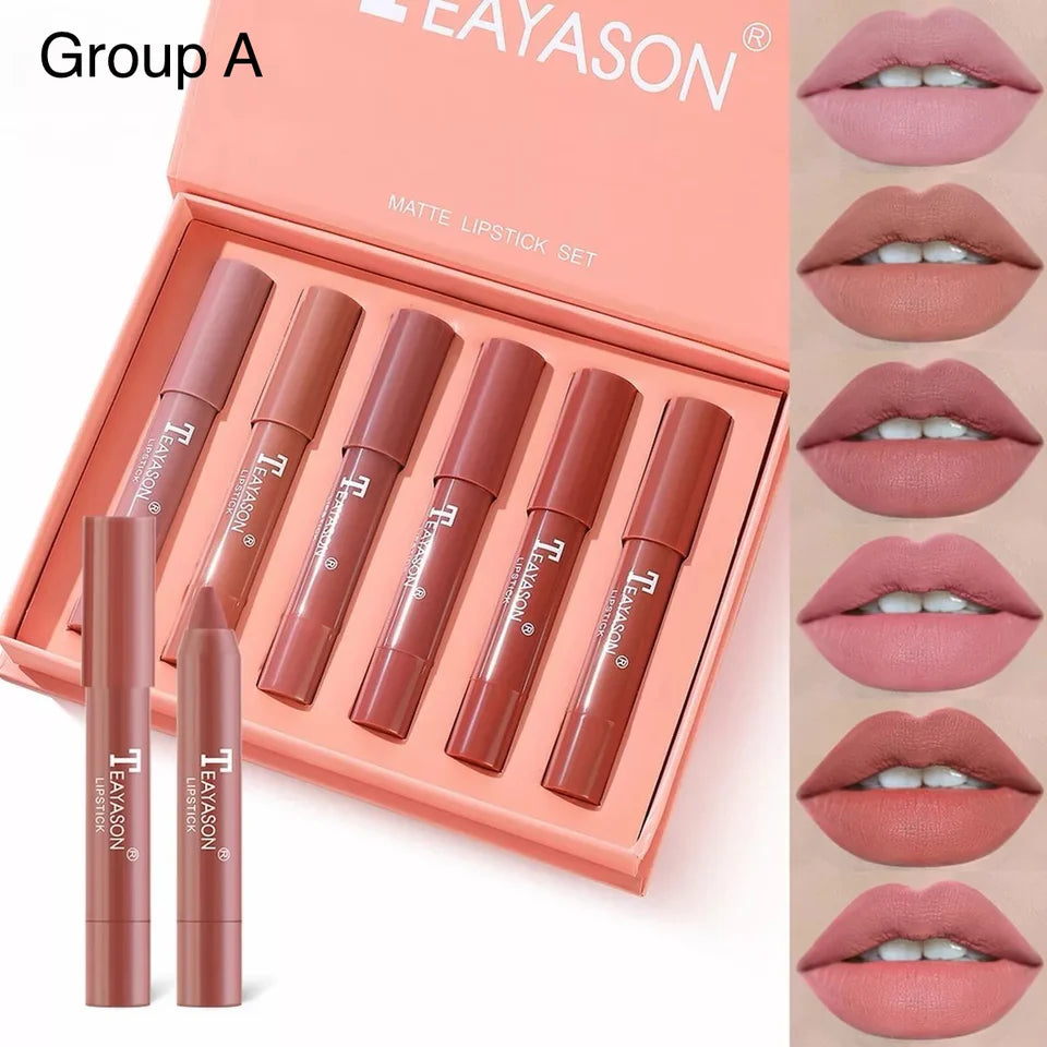 Teayason Lipstick Crysons Waterproof Long Lasting (Pack Of 6)