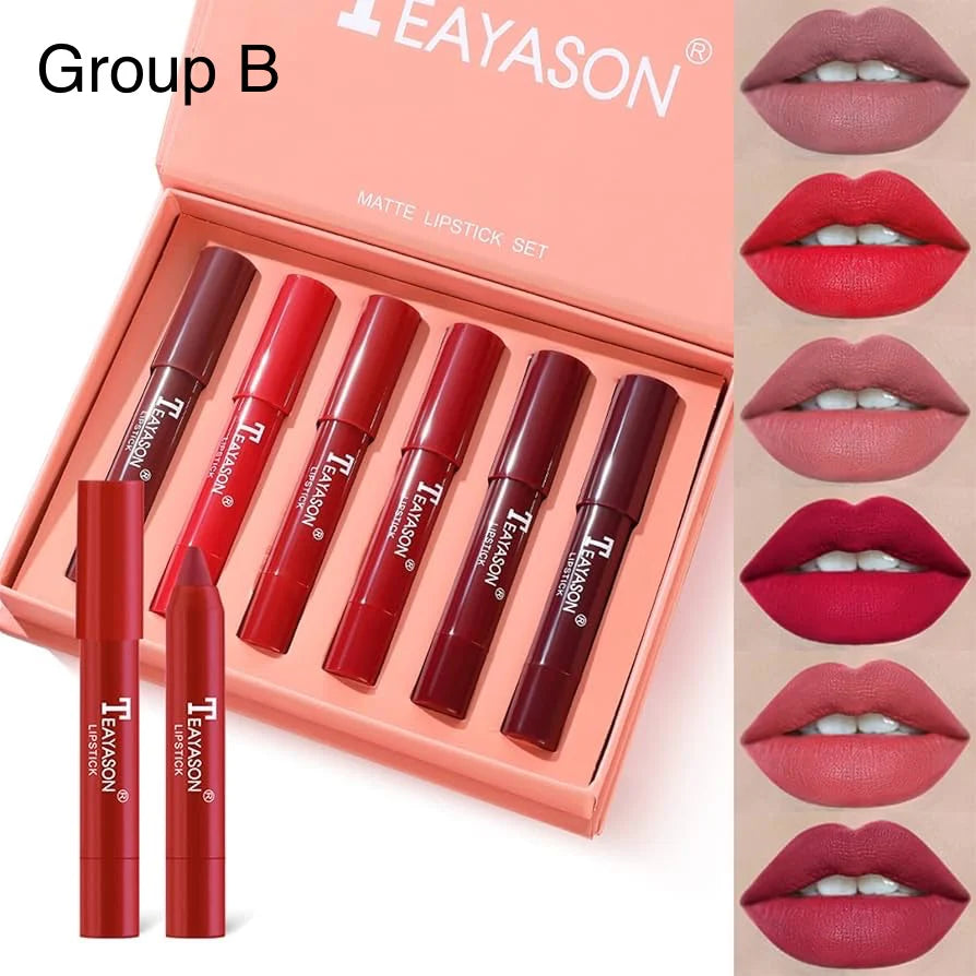 Teayason Lipstick Crysons Waterproof Long Lasting (Pack Of 6)